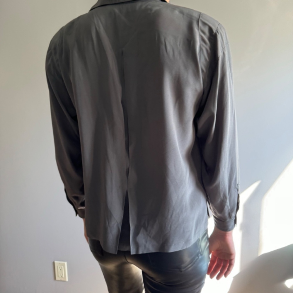 Vintage Claude Montana Silk Grey Blouse - Picture 2 of 8